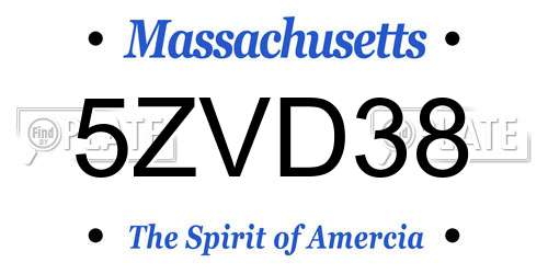 5ZVD38 Massachusetts License Plate