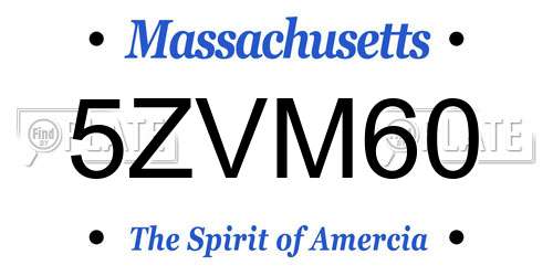5ZVM60 Massachusetts License Plate