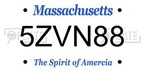 5ZVN88 Massachusetts License Plate