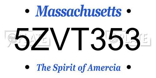 5ZVT353 Massachusetts License Plate