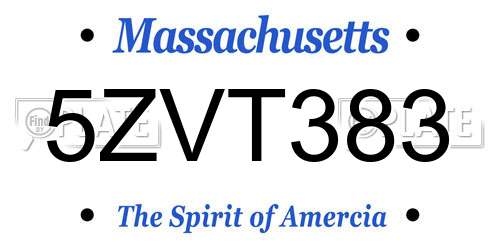 5ZVT383 Massachusetts License Plate