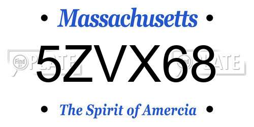 5ZVX68 Massachusetts License Plate