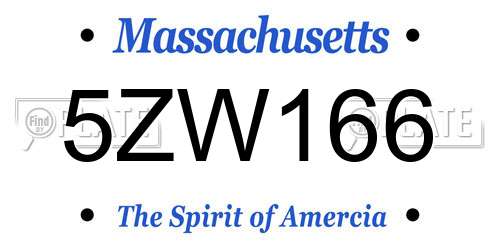 5ZW166 Massachusetts License Plate