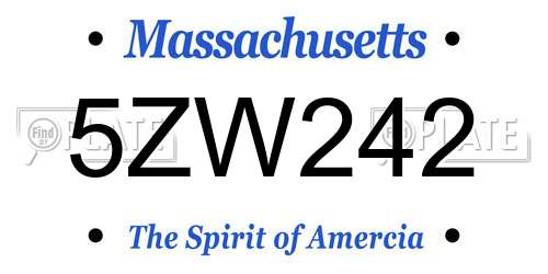 5ZW242 Massachusetts License Plate