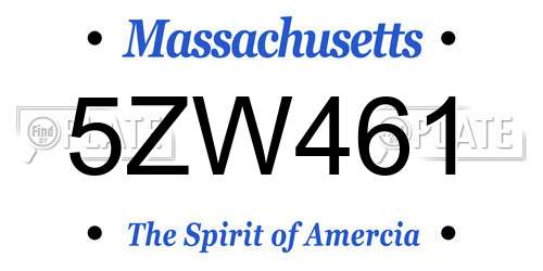 5ZW461 Massachusetts License Plate