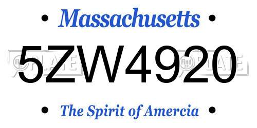5ZW4920 Massachusetts License Plate