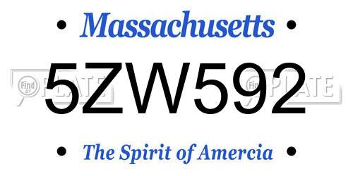 5ZW592 Massachusetts License Plate
