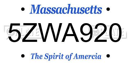 5ZWA920 Massachusetts License Plate