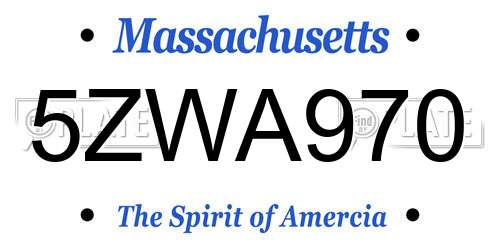 5ZWA970 Massachusetts License Plate