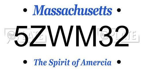 5ZWM32 Massachusetts License Plate