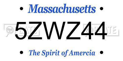 5ZWZ44 Massachusetts License Plate