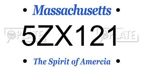 5ZX121 Massachusetts License Plate