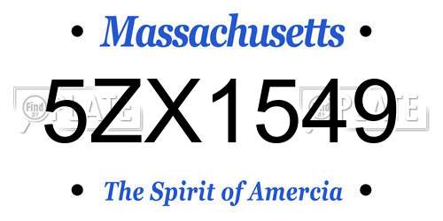 5ZX1549 Massachusetts License Plate