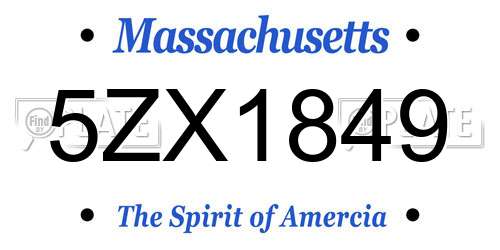 5ZX1849 Massachusetts License Plate