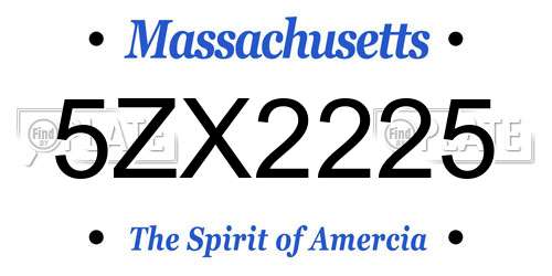 5ZX2225 Massachusetts License Plate