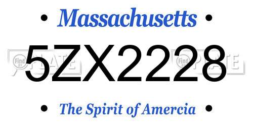 5ZX2228 Massachusetts License Plate