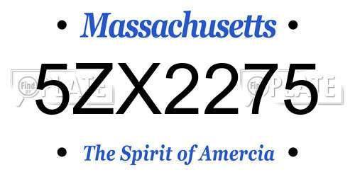 5ZX2275 Massachusetts License Plate