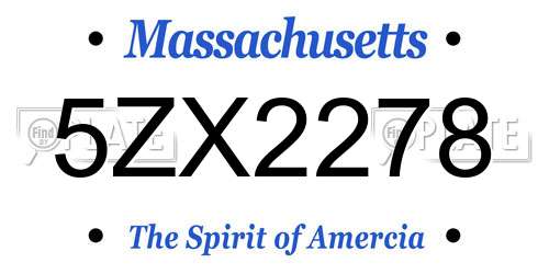 5ZX2278 Massachusetts License Plate