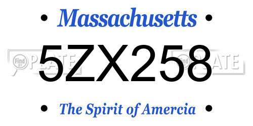 5ZX258 Massachusetts License Plate