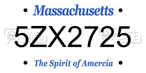 5ZX2725 Massachusetts License Plate