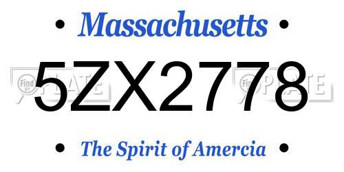 5ZX2778 Massachusetts License Plate