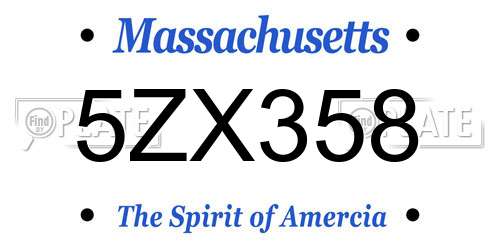 5ZX358 Massachusetts License Plate