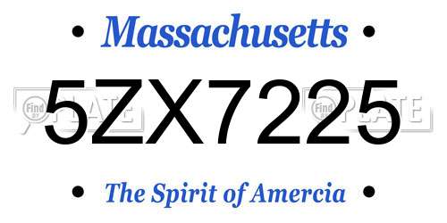 5ZX7225 Massachusetts License Plate