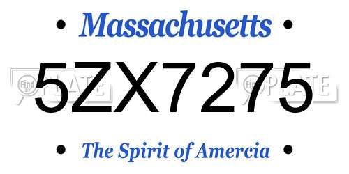 5ZX7275 Massachusetts License Plate