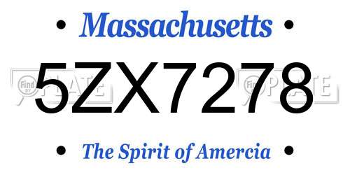 5ZX7278 Massachusetts License Plate