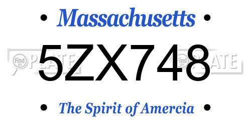 5ZX748 Massachusetts License Plate