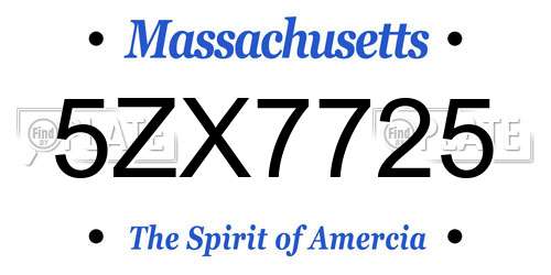 5ZX7725 Massachusetts License Plate