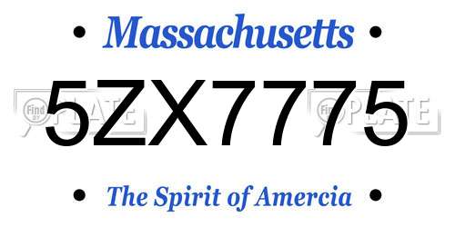 5ZX7775 Massachusetts License Plate
