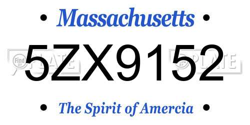 5ZX9152 Massachusetts License Plate