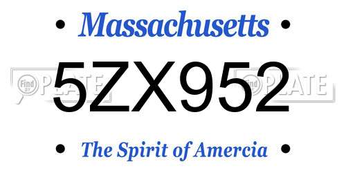 5ZX952 Massachusetts License Plate