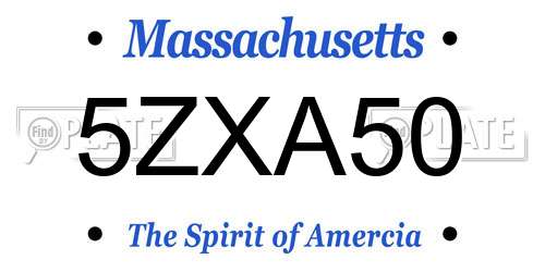 5ZXA50 Massachusetts License Plate