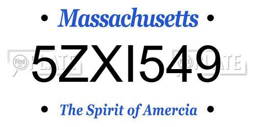 5ZXI549 Massachusetts License Plate