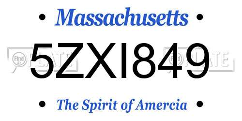 5ZXI849 Massachusetts License Plate