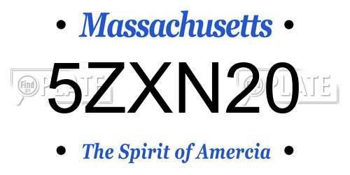 5ZXN20 Massachusetts License Plate