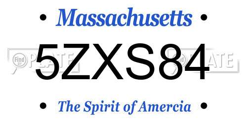 5ZXS84 Massachusetts License Plate