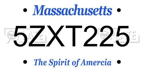 5ZXT225 Massachusetts License Plate