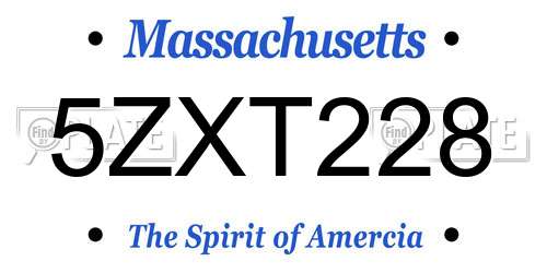 5ZXT228 Massachusetts License Plate