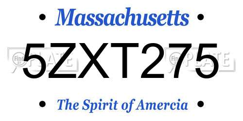 5ZXT275 Massachusetts License Plate