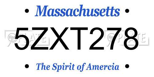 5ZXT278 Massachusetts License Plate