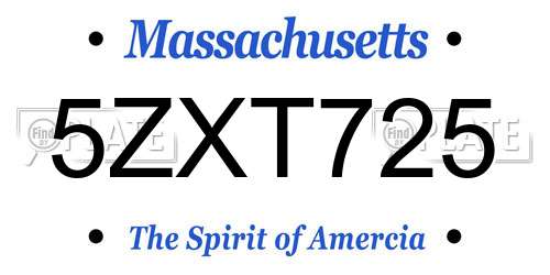 5ZXT725 Massachusetts License Plate