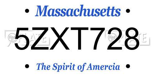 5ZXT728 Massachusetts License Plate
