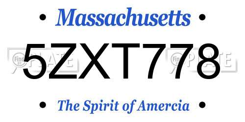 5ZXT778 Massachusetts License Plate