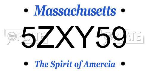 5ZXY59 Massachusetts License Plate