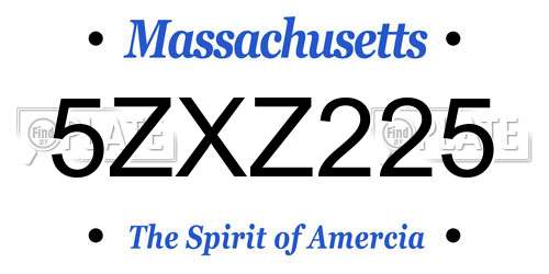 5ZXZ225 Massachusetts License Plate