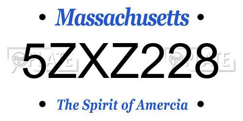 5ZXZ228 Massachusetts License Plate