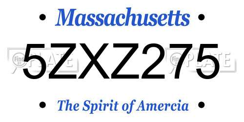 5ZXZ275 Massachusetts License Plate